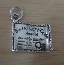 16x15mm Baby Baby's Birth Certificate Sterling Silver Charm