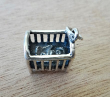 14x20mm 3D Baby's Crib Baby in a Crib Bed Sterling Silver Charm