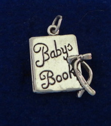 17x22mm Heavy 5 gram Baby Book and Bow Sterling Silver Charm