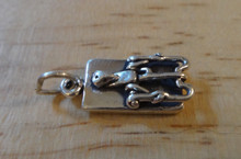 3D 9x20mm Mouse or Rat Trap Sterling Silver Charm