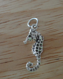 3D 8x20mm Seahorse Sterling Silver Charm