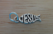 7x19mm Religious Christian Fish Jesus Sterling Silver Charm