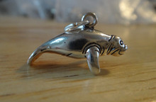 14x22mm 4.3g Solid 3D Manatee Sterling Silver Charm