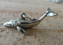 3D 26x9mm Blue Whale Sterling Silver Charm
