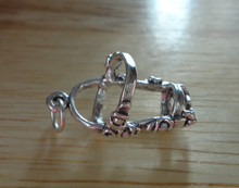 3D 13x23mm Lg Horse Bit Bridle Tack Sterling Silver Charm