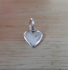 Tiny 9x8mm Solid Slightly Puffy Heart Sterling Silver Charm