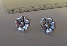 Small 10mm Dogwood Pansy Flower Sterling Silver Stud Earrings