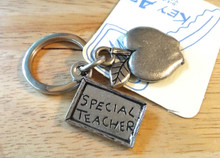 25x37mm says Special Teacher and Apple Pewter on 25mm Keychain Keyring