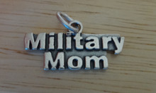 says Military Mom Sterling Silver Charm