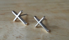 TINY 7x9mm Plain Cross Studs Posts Sterling Silver Earrings