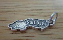 7x24mm Shape of Country and says Sweden Sterling Silver Charm