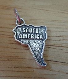 14x22mm Shape of Continent South America Sterling Silver Charm