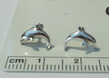 Tiny 8x10mm Dolphin Porpoise Sterling Silver Studs Earrings