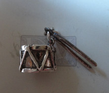 Drum and Sticks Music Movable Sterling Silver Charm