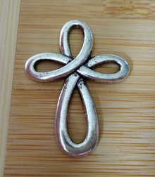 Silver PEWTER 1.5" Lg Infinity Cross Pendant Charm Jumper ring included