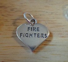 16x17mm Fireman's Fire Fighters Heart Sterling Silver Charm