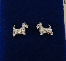 11x8mm Scottie Scottish Terrier Sterling Silver Studs Earrings