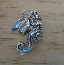 3D Winged Dragon Sterling Silver Charm