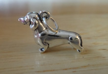 3D 21x13mm 3.5gram Heavy Dachshund Weiner Dog Sterling Silver Charm