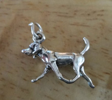 3D 13x22mm American Bloodhound FoxHound Dog Sterling Silver Charm