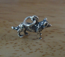 Small 11x17mm Coyote Wolf German Shepherd Sterling Silver Charm