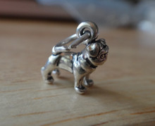 11x11mm Tiny Solid Pekingese Pug Dog Sterling Silver Charm