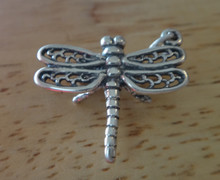 3D 22x22mm Dragonfly Sterling silver Charm