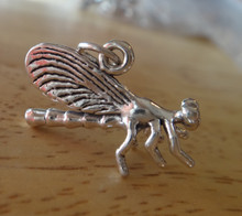 3D 22x13mm Dragonfly Sterling silver Charm