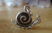 Solid 4g Snail with Brownish enamel Sterling Silver Charm