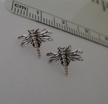 Tiny 8x10mm Dragonfly Sterling Silver Studs Earrings