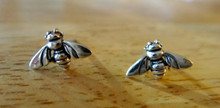 TINY 7x10mm Insect Bug Bee Sterling Silver Studs Posts Earrings