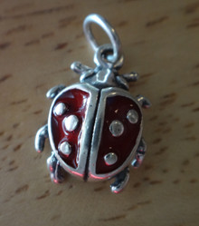 12x16mm Red Enamel Ladybug Lady Bug Insect Sterling Silver Charm