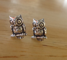 7x9mm Tiny Owl Sterling Silver  Studs Posts Earrings