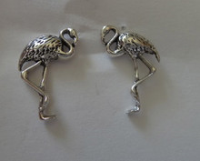 10x16mm Florida Flamingo Bird Sterling Silver Studs Earrings