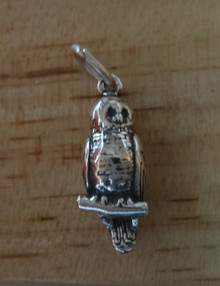 Large 3D 3.5 gram Barred Great Gray Snowy or Spotted Owl Sterling Silver Charm