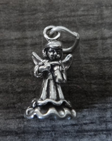 10x16mm 3D Young Angel Playing Violin Sterling Silver Charm