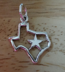 16x20mm State of Texas Outline w/ a Star Sterling Silver Charm