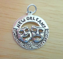 New Orleans w Comedy Tragedy Mask Sterling Silver Charm