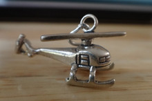 3D 14x28mm Helicopter Sterling Silver Charm