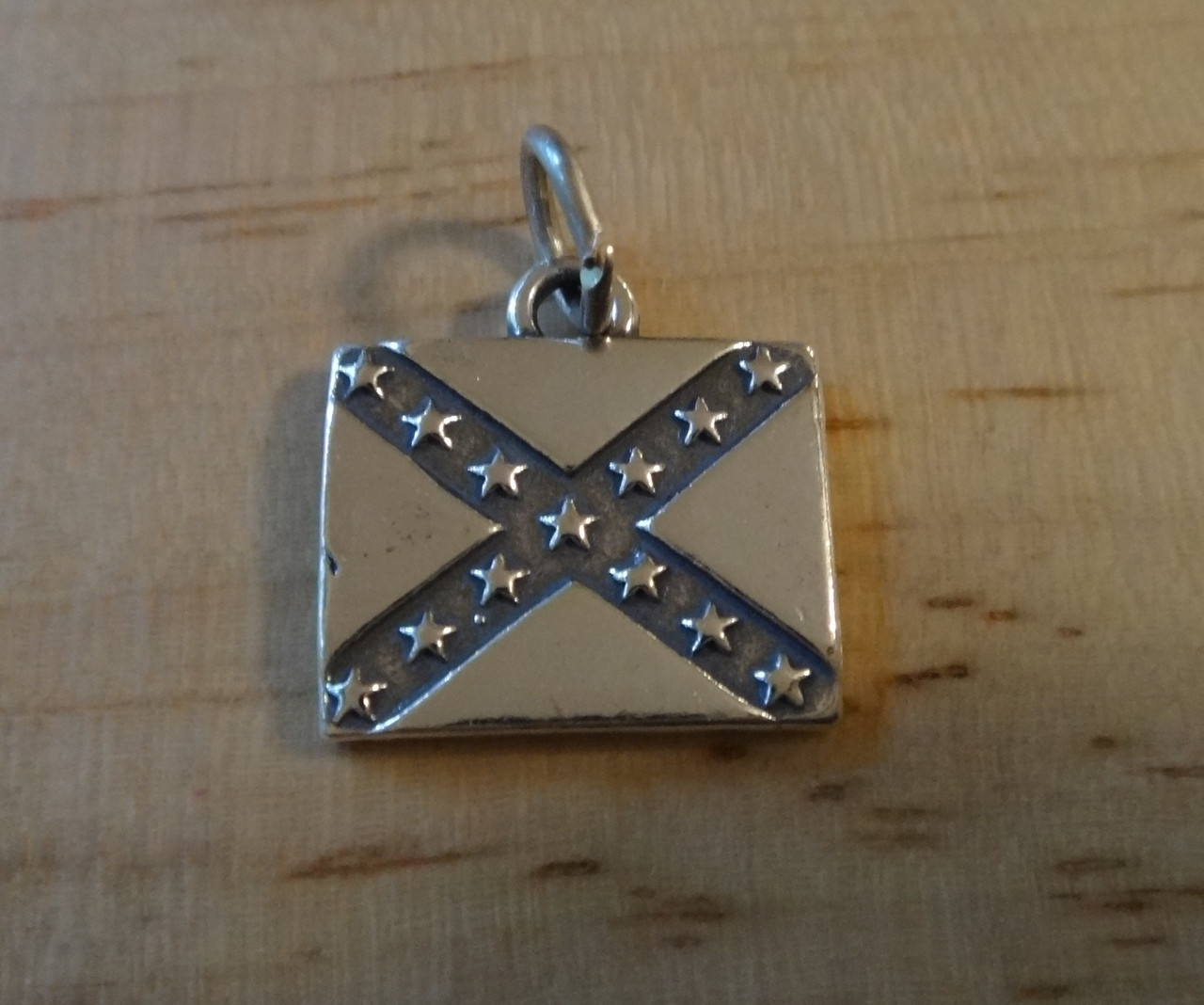 16x15mm Heavy Dixie Rebel Confederate Flag Sterling Silver Charm -  SimpleeCharming.com