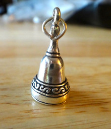 23x12mm Decorated Music Handbell Bell Sterling Silver Charm