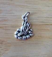 Small 17x14mm Scouts Campfire Camping Fire Sterling Silver Charm