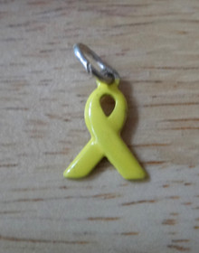 10x15mm Yellow Enamel Awareness Ribbon for Childhood Cancer Sterling Silver Charm