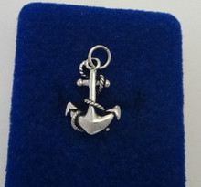 3D 14x20mm Ship Boat Anchor Rope Nautical Sterling Silver Charm