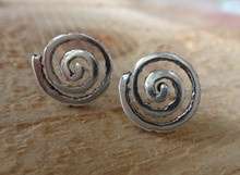 11mm Small Petroglyph Swirl symbol for Tornado Sterling Silver Stud Earrings