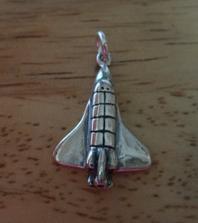 16x24mm 3D Detailed Space Shuttle NASA Sterling Silver Charm