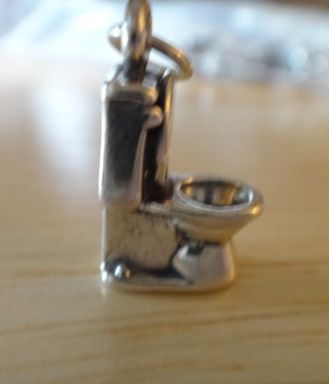Sterling Silver 3D 19x10mm Solid Plumbing Plumber Toilet Charm 