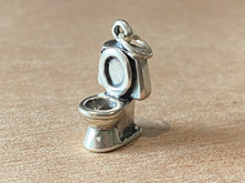 3D 10x19mm Plumbing Plumber Toilet Sterling Silver Charm