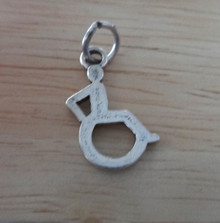 3D 11x19mm Wheelchair Sign Symbol Sterling Silver Charm