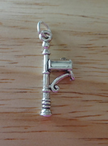 8x22mm 3D Mail Mailbox on a Post Sterling Silver Charm